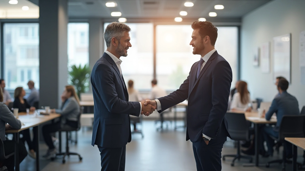 Professionele afbeelding van zakelijke netwerking in een moderne conferentieomgeving met professionals in gesprek