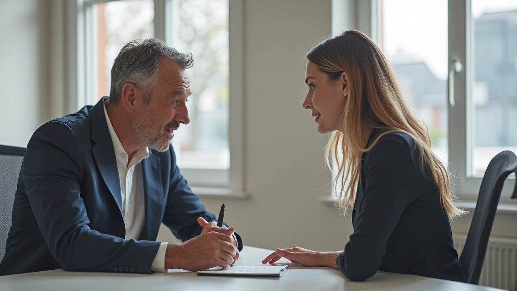 Leider mentoriseert team member in professioneel kantoor met respectvolle communicatie