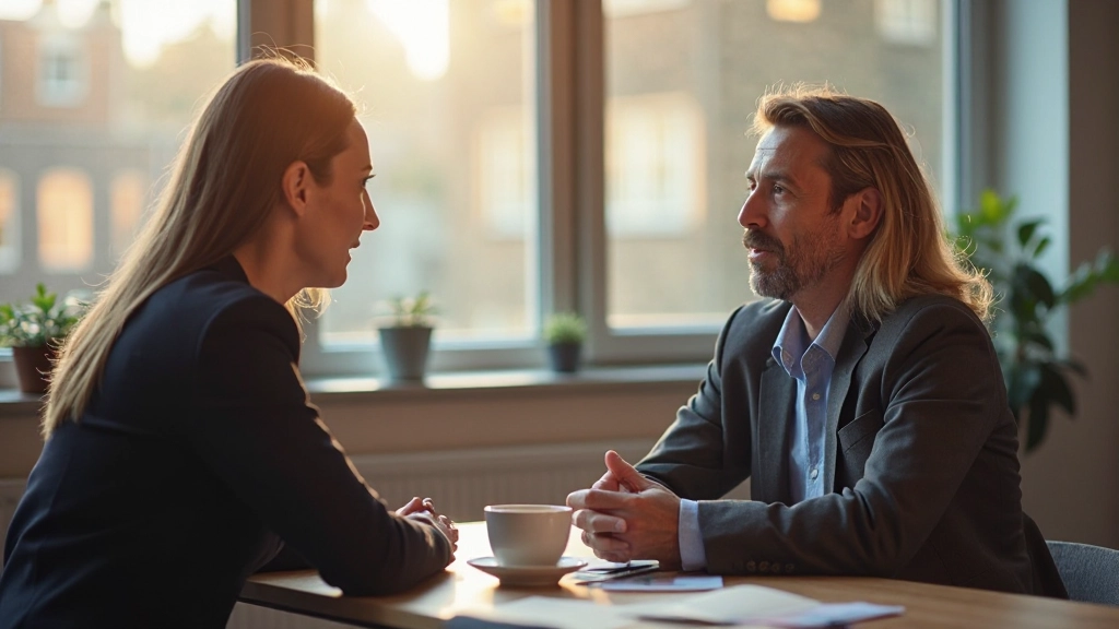 Professionele afbeelding van een mentor en medewerker in een productieve coaching sessie in een kantooromgeving