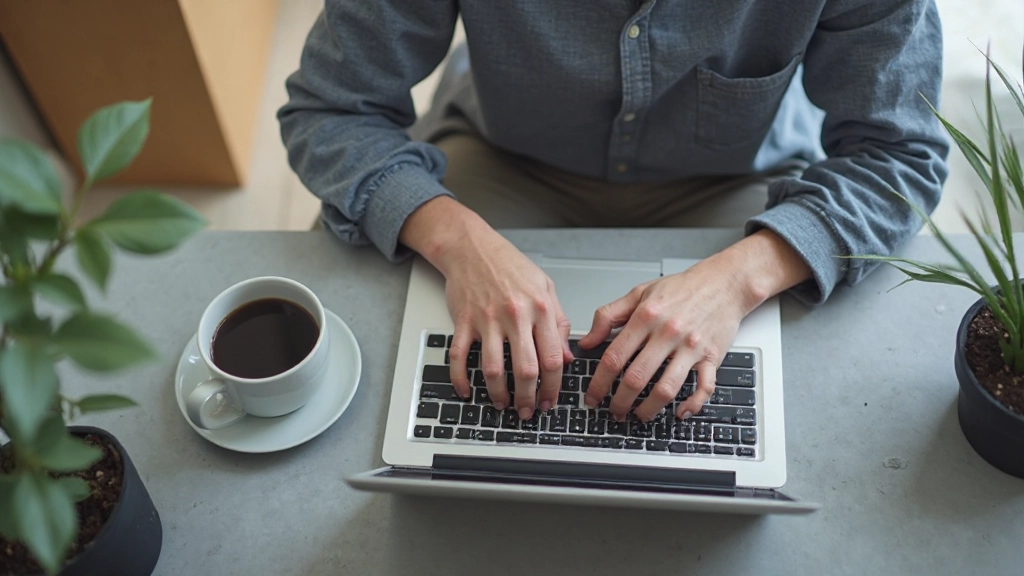 Professional with two hands visible typing on laptop during skill development session