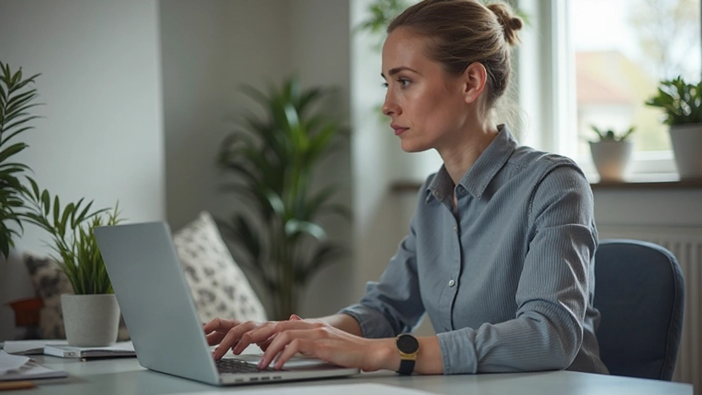 Professional with two hands visible updating resume and portfolio on laptop