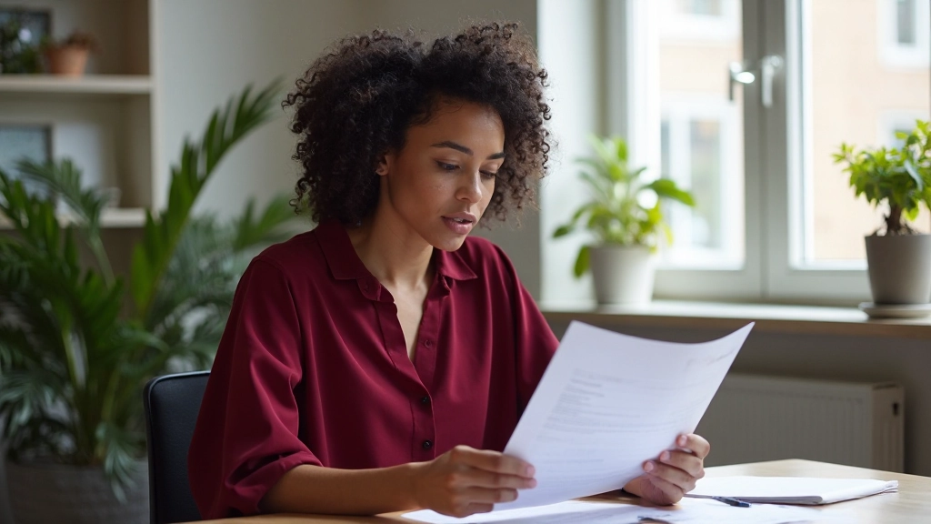 Professionele vrouw met twee zichtbare handen die carrièregroei-plan beoordeelt